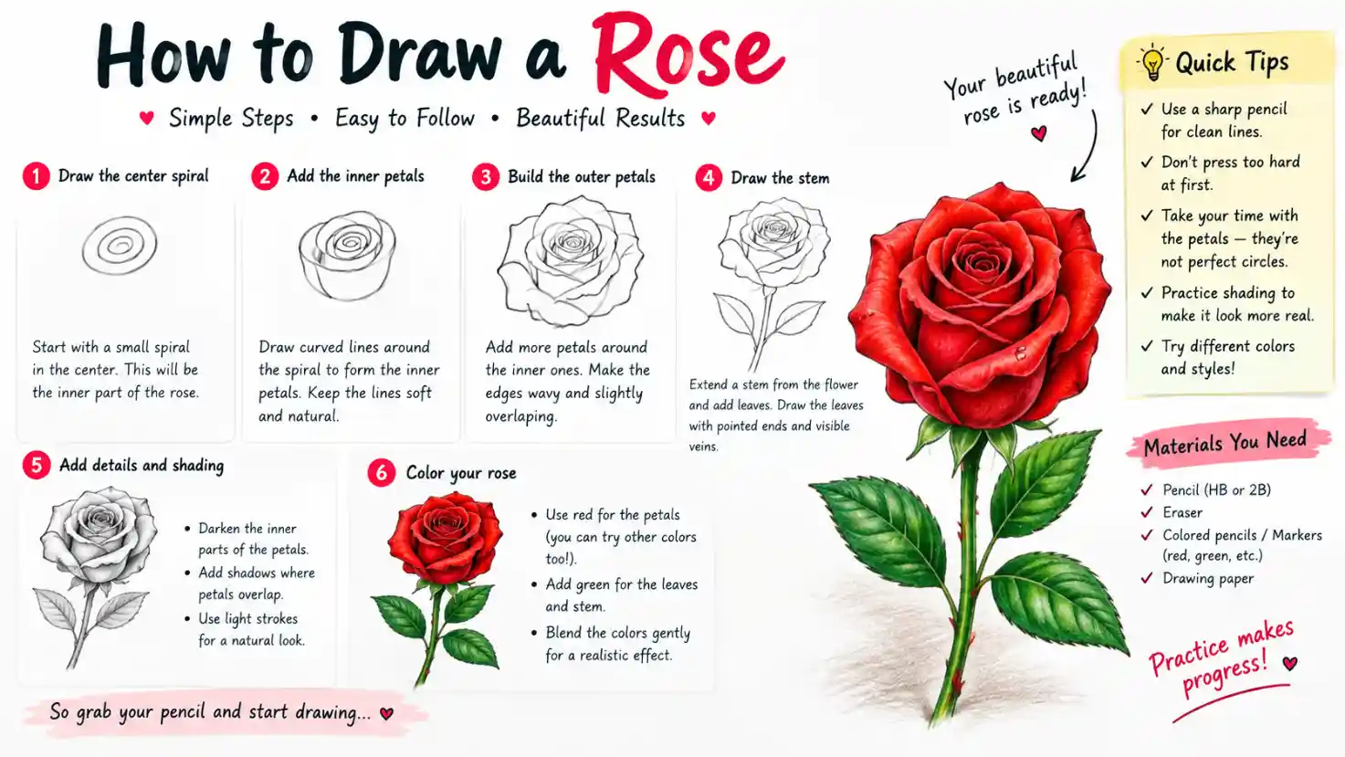 How to Draw a Rose